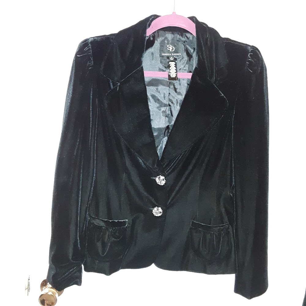 Black velvet Sandra Darren blazer, size 10